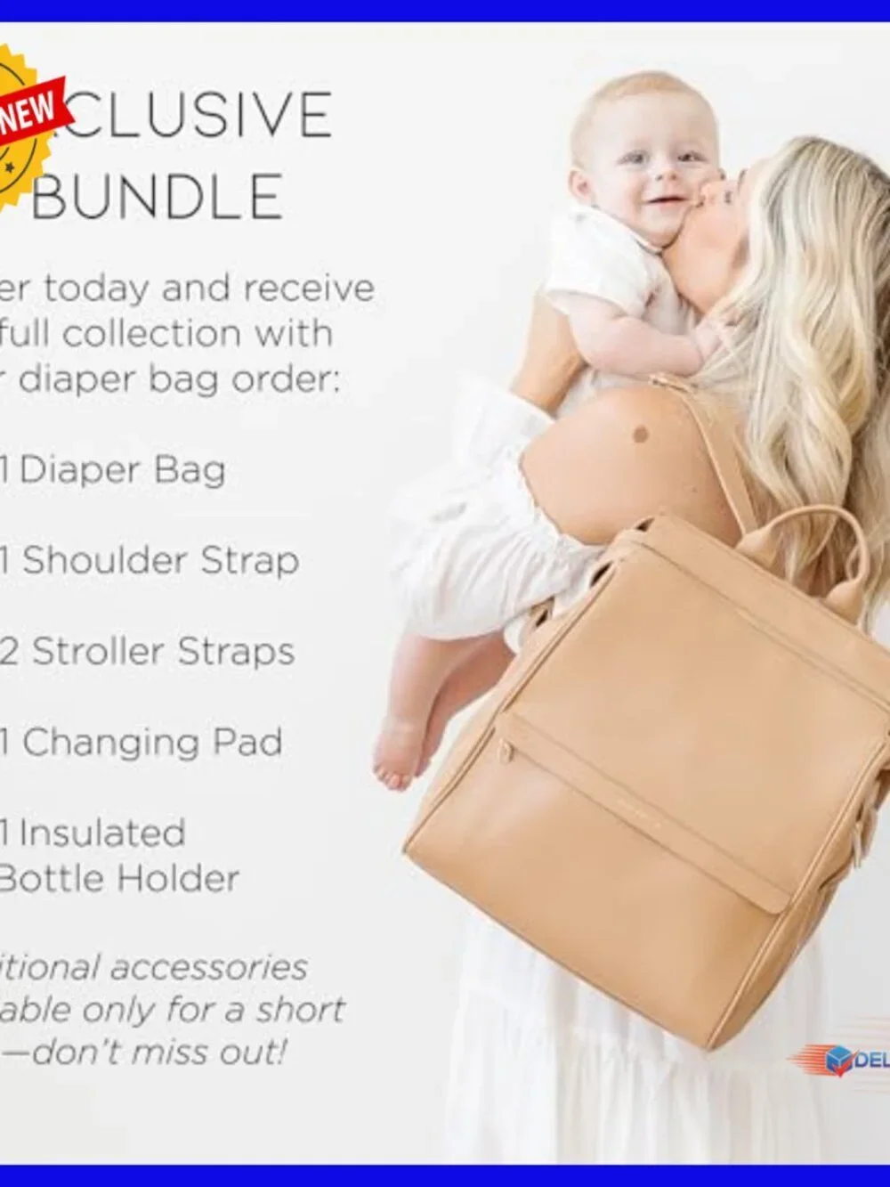 Leather Diaper Bag Backpack with USB Port, Changing Pad, Stroller Straps
